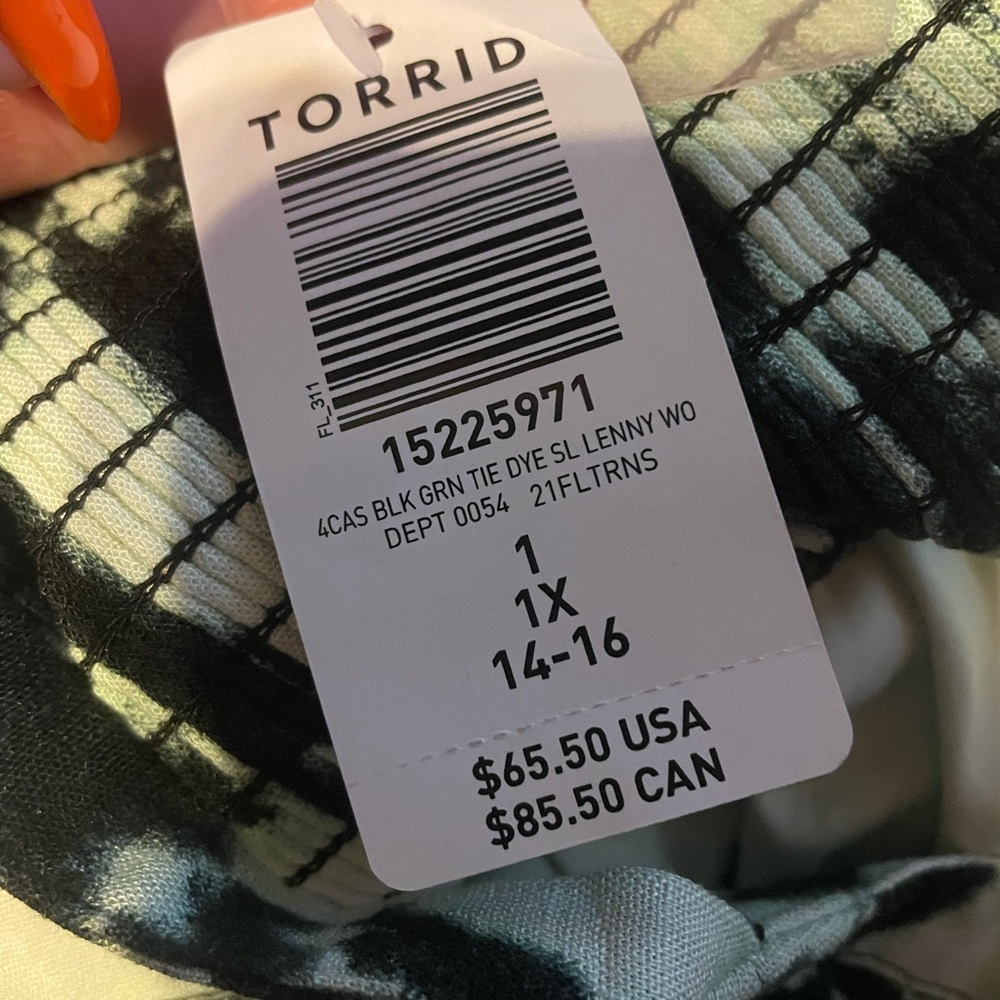 Torrid mint & black tie dye dress 1X new - Picture 3 of 6